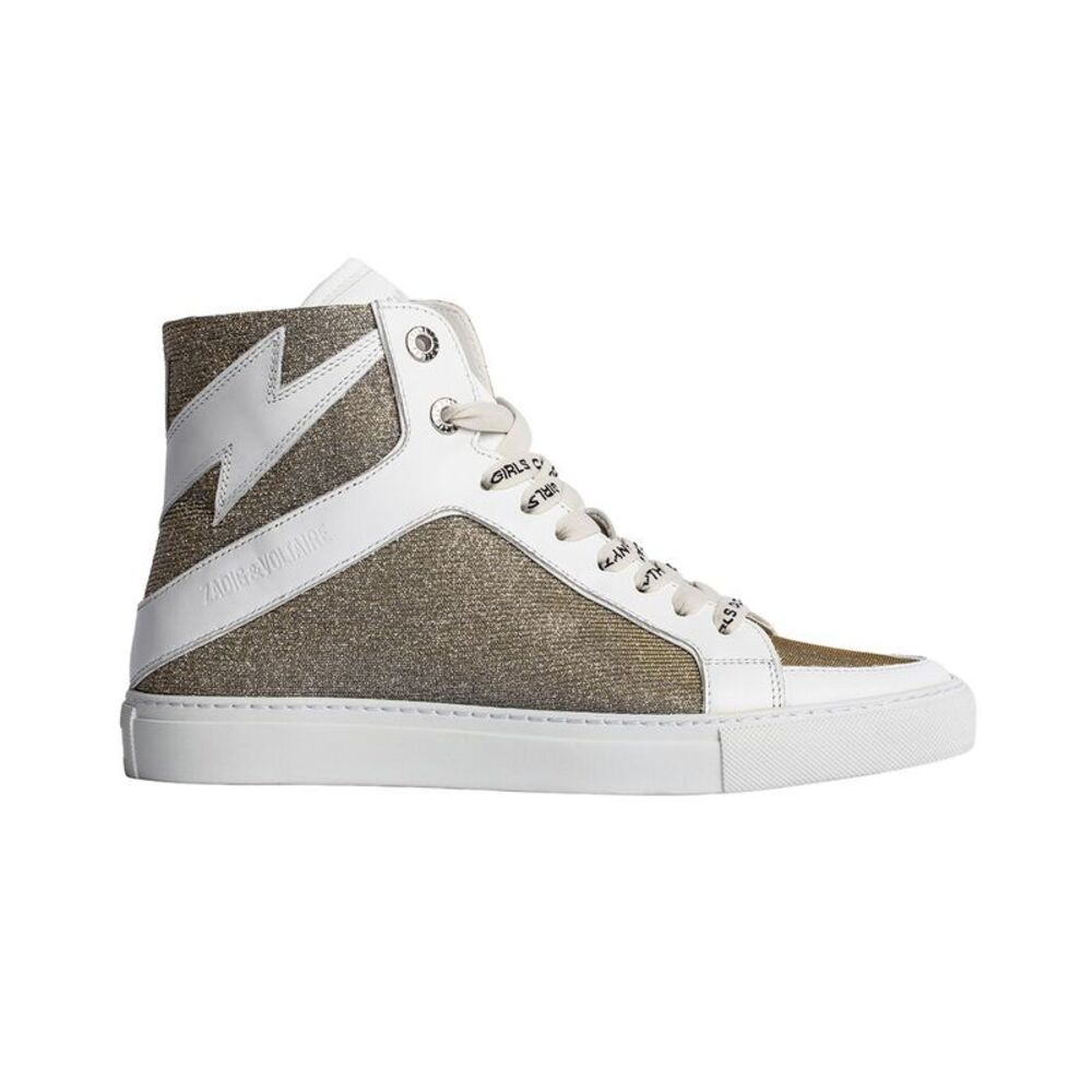 Zadig & Voltaire High Flash Sparkle Leather Sneaker, Silver